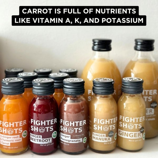 Fighter Shots Carrot + Ginger + Turmeric Shot single or  12 x 60ml
