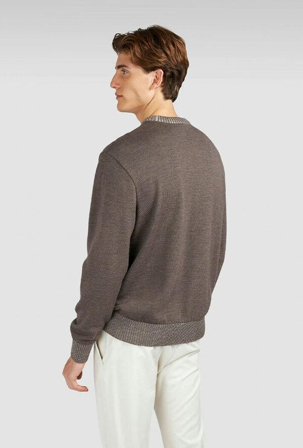 Paul & Shark Soft Cool Touch Wool Crew Neck Sweater with Moon Badge