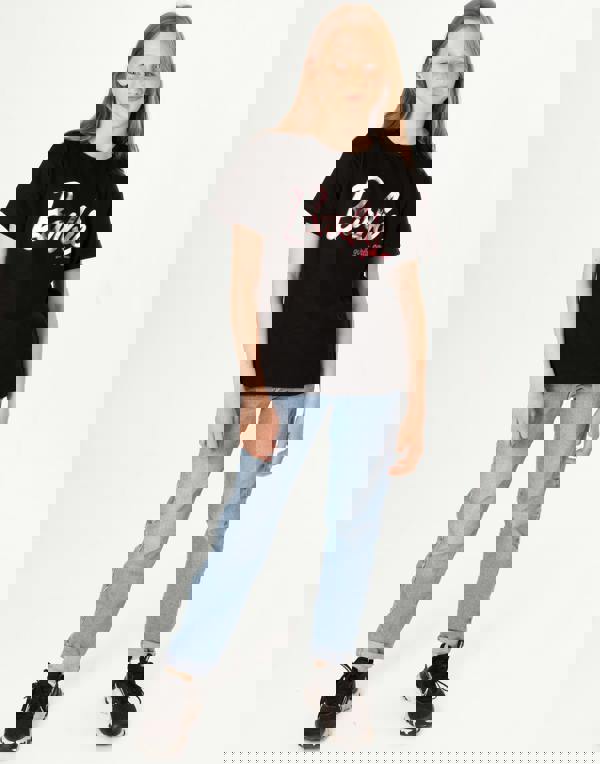 Barbie Girls Black Barbie Doll Short Sleeved T-Shirt