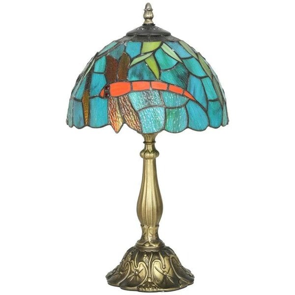 Tiffany Stained Glass Table Lamp, Handmade Antique Bedside Lamp for Bedroom, Living Room, Nightstand, Green