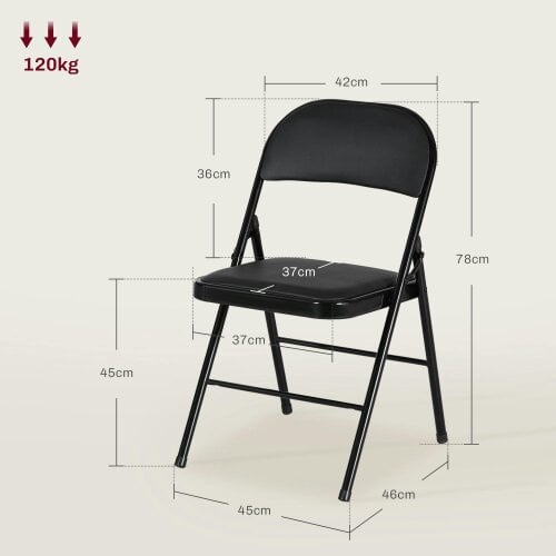 Wyld Haus Dihaka Metal And Fabric Black Cushioned Folding Chairs Set Of 2
