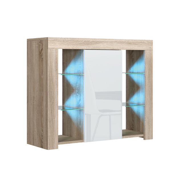 Mex Furniture Sophisticated 97.5cm TV Stand Sideboard – White High Gloss Door with Free LED