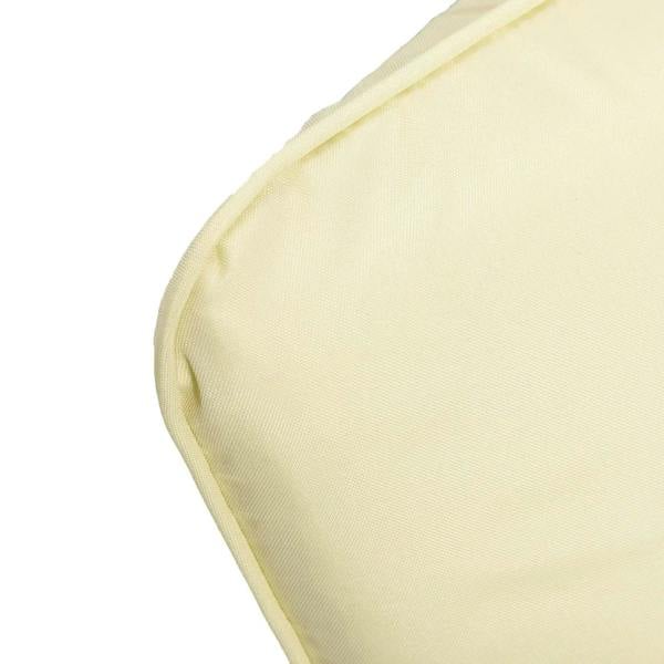 Beige cushion fabric close-up with smooth textured weave