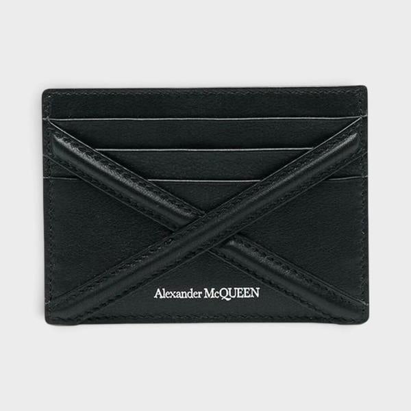 Alexander McQueen Harness Logo Printed Card Holder Black
