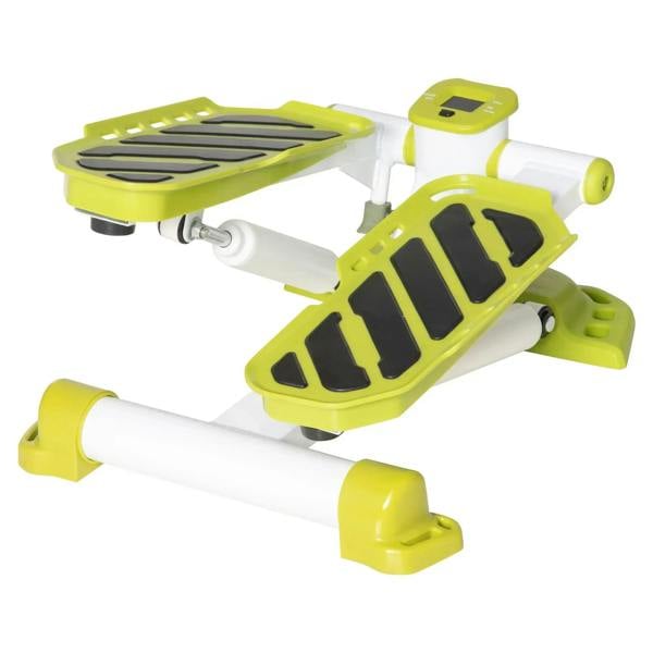 Yellow mini stepper with dual anti-slip pedals and white frame
