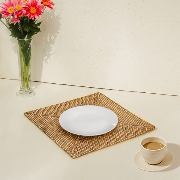 Large square woven rattan placemat 