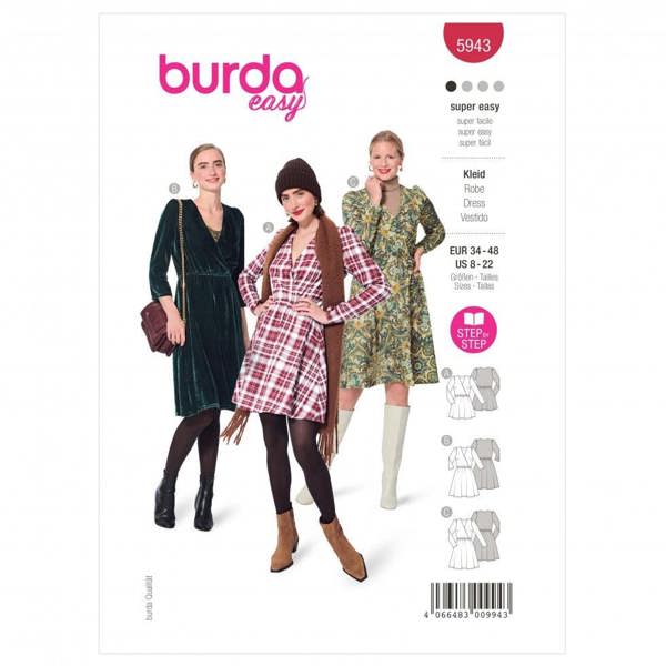 Burda Sewing Pattern 5943 Dresses For Women, 8-22 (34-48) - Easy