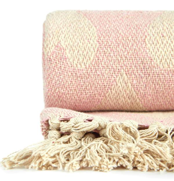 Heart Recycled Cotton Throw 50 X 60 Blush