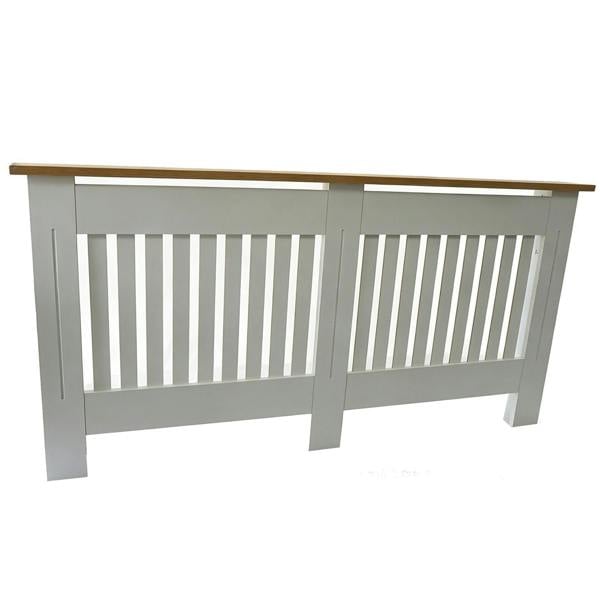 Gr8 Home Large White Wooden Radiator Cover MDF Slatted Grill Cabinet Display Shelf 152cm