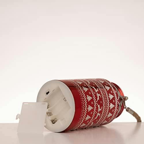 16cm Christmas Skandi Design Decorated Jar Table Lantern with Warm White LED Lights image 5