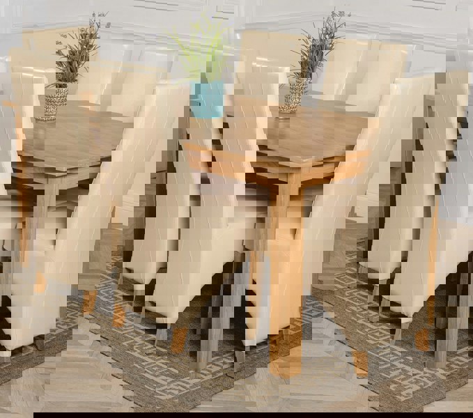 That's Furniture Oslo 180 x 90cm Large Oak Dining Set with Lola Leather Chairs