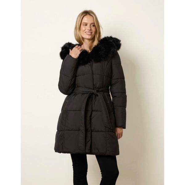 Blue Vanilla Pelted Faux Fur Short Puffer