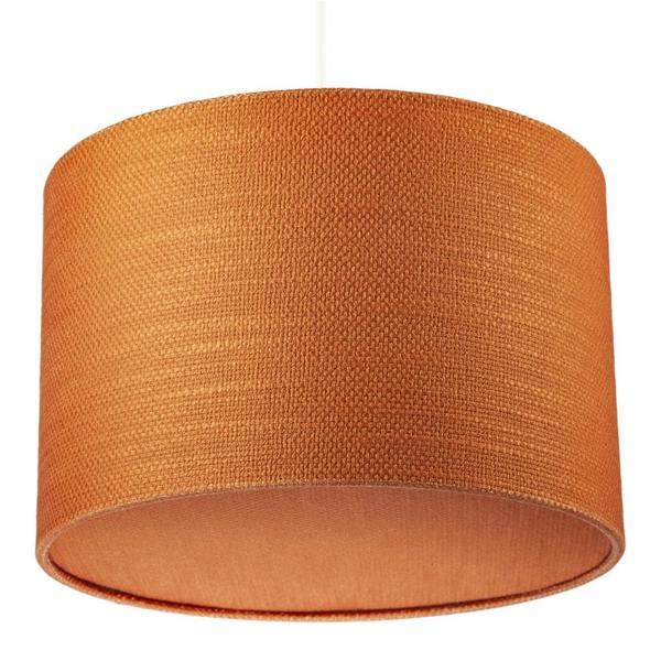 Desert Sun Orange Textured Linen Pendant Lighting Shade with Diffuser Image 4