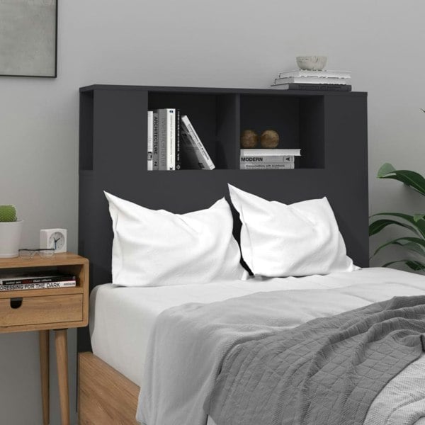 Berkfield Headboard Cabinet Black 100x18.5x104.5 cm
