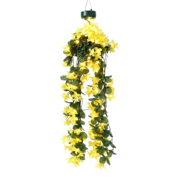 Gardenwize Solar Hanging Primrose Flower Lights – Yellow 30 LED Garden Lights