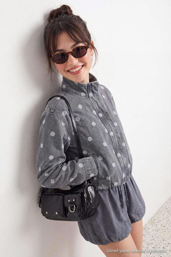 High Neck Long Sleeve Denim Jacket