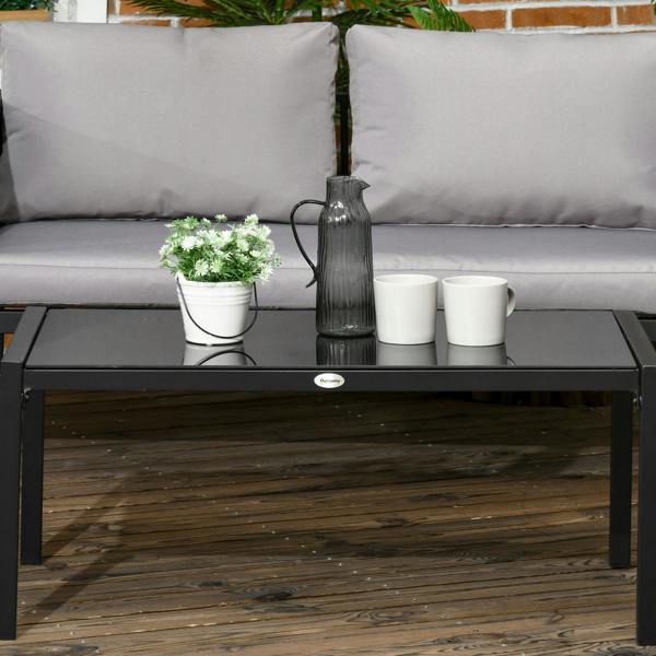 Wyld Haus Vafa 4 Seater Brown Rattan Rope Garden Furniture Set woth Tempered Glass Coffee Table Sofa and 2 Armchairs