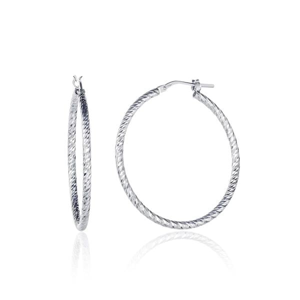 namana Diamond-Cut 925 Sterling Silver Hoop Earrings For Women