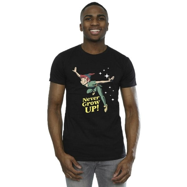 Disney Mens Peter Pan Never Grow Up T-Shirt - Black