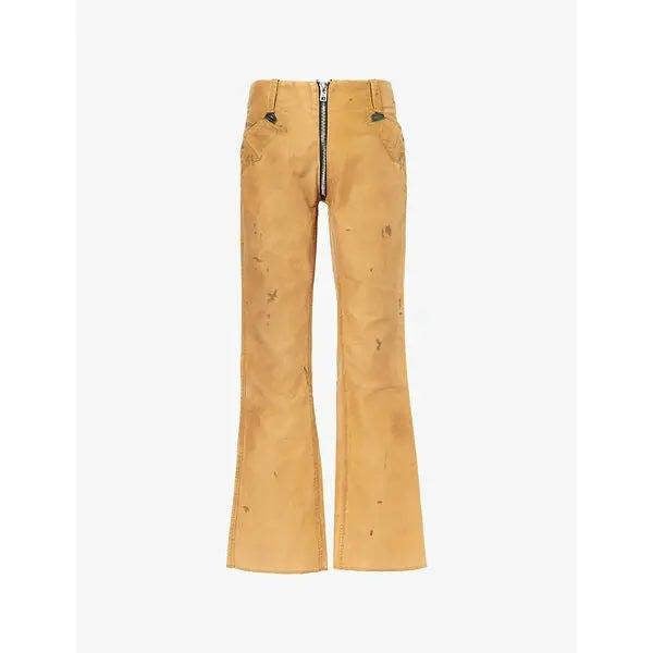 Gallery Dept. Broadway Paint Splatter Slim Fit Jeans Tan Brown