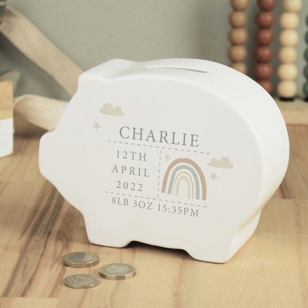 Personalised Memento Company Personalised Rainbow Piggy Bank