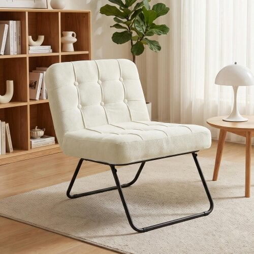 HOMCOM Foldable Accent Chair with Backrest, Wide Seat