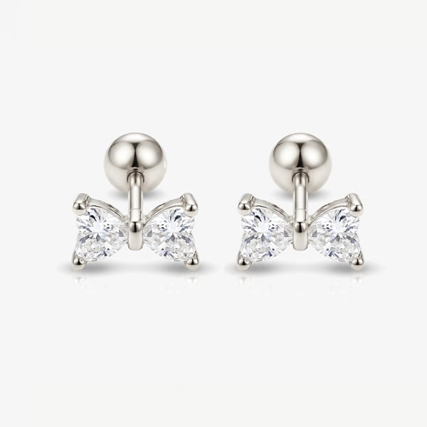 MUCHV Dainty Bow Earrings - Screw Back