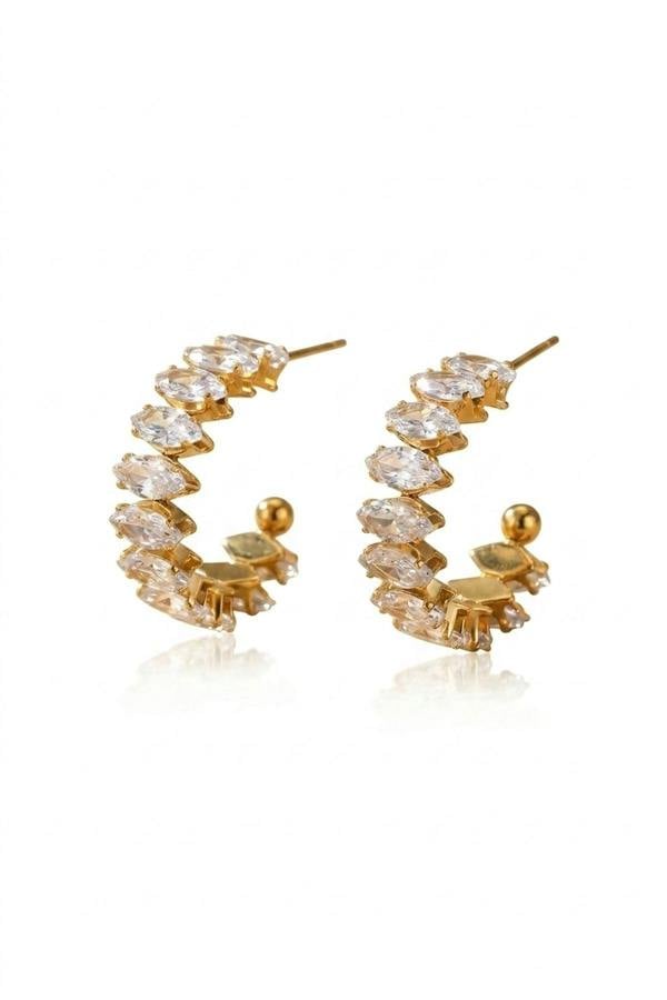 ARIIRA Twyla Marquise Crystal C Hoop Earrings