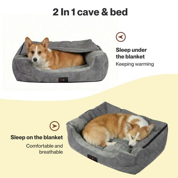 Skylos Pet Cave Bed Dog Cat Bed Soft Warm Removable Blanket Washable Non Slip