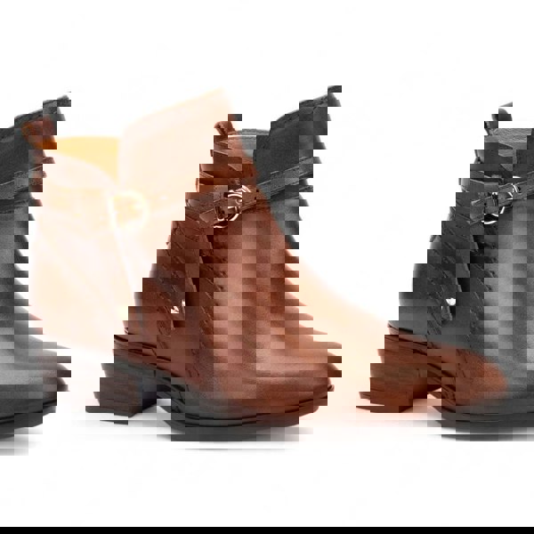 Pikolinos Daroca - Women’s Brown Leather Bootie Heeled Biker Boots