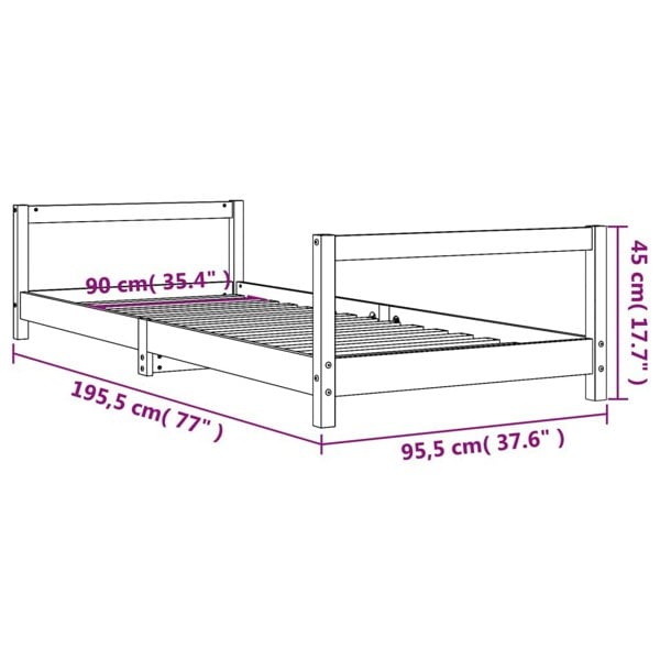 Berkfield Kids Bed Frame 90x190 cm Solid Wood Pine