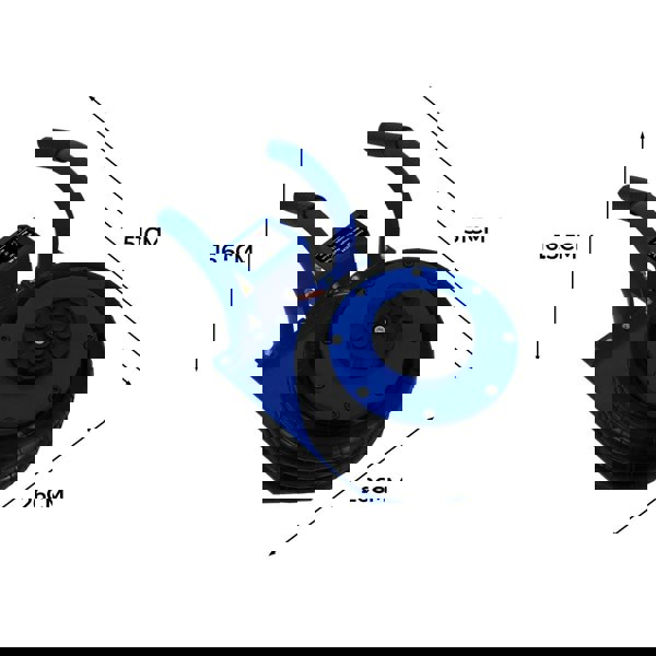 Air Bag Jack 3.5T with a blue carrying handle, featuring a large black rubber lifting pad, measuring 51cm by 26cm, and 16.5cm high