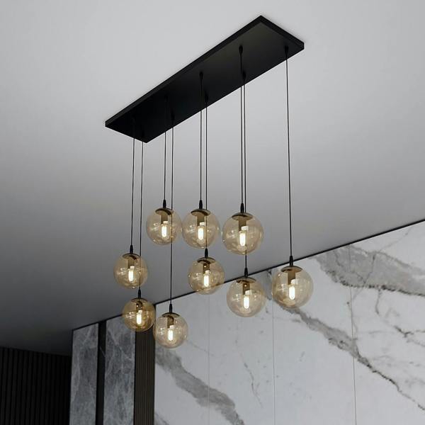 Emibig COSMO Pendant lamp  9 x E14 Black with Amber Shade