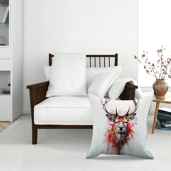 Warren Reed Watercolour Splashart Stag Face Floor Cushion