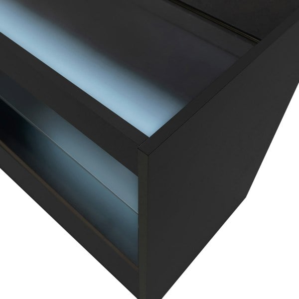 Sleek black LED retail shop counter C900 with illuminated display area and modern design, perfect for showcasing products