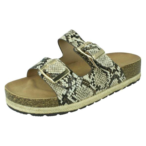Spot On Ladies Spot On Snake Print Mules F10956