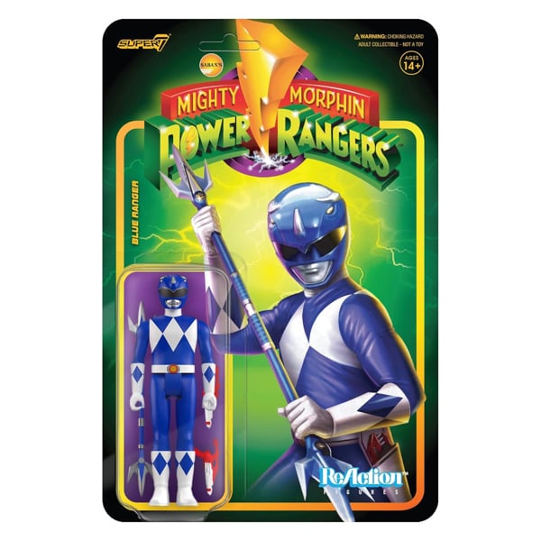 Re Action Figure Super 7 Blue Ranger Mighty Morphin Power Rangers 3.75 Inch Re Action Super7