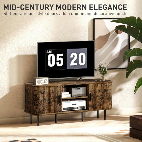 Wyld Haus Avaniva 120cm Rustic Brown TV Console With Sliding Doors and Shelf For Screens Up To 55 Inches