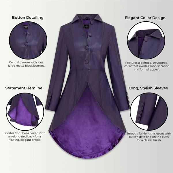 Infinity Leather Womens Gothic Full Length Victorian Leather Coat - Vantaa