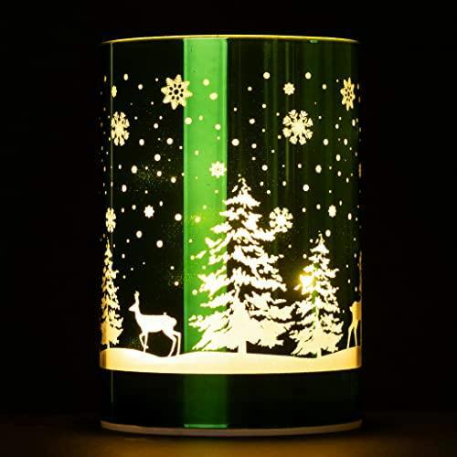 13cm Christmas Decorated Vase Table Forest Scene Green LED Light image 6