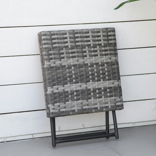 Wyld Haus Tasaso Faux Rattan Grey Square Folding Outdoor Side Table With Steel Frame