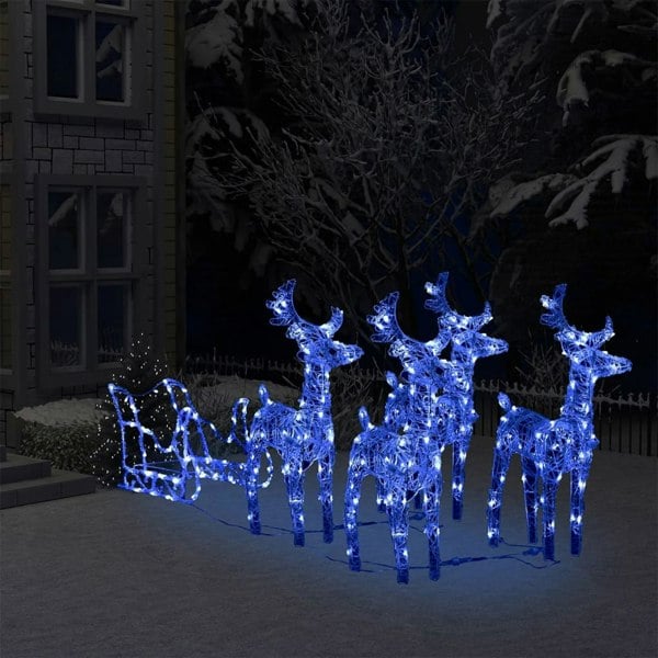 Berkfield Reindeers & Sleigh Christmas Decoration 280x28x55 cm Acrylic