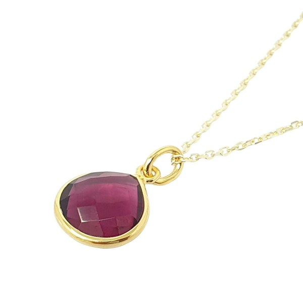 Ruby July Birthstone Gold Plated Pendant Charm Necklace