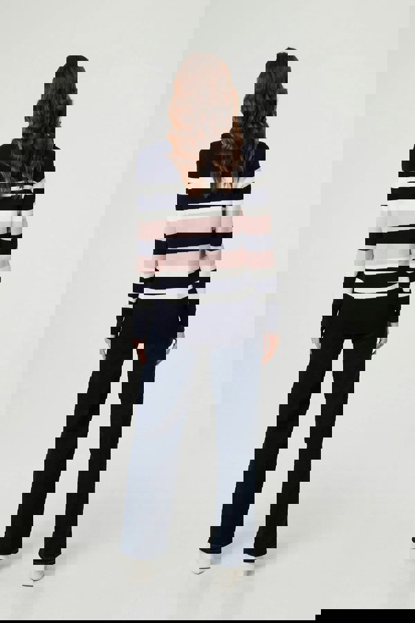 Navy | Sparkly Star Embellished Stripe Jumper
