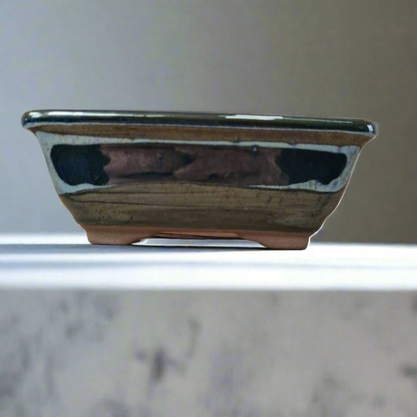 Yorkshire Bonsai 13cm Glazed Bonsai Pot | Rectangle | 13cm x 10cm x 5cm | Blue