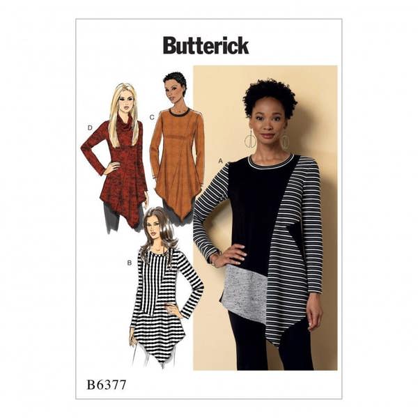 Butterick Sewing Pattern 6377, Tops, Tunics for Women, 6-8-10-12-14 - Easy