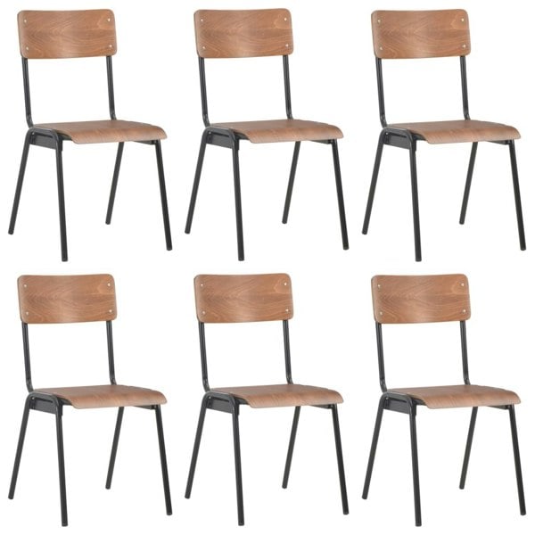 Berkfield Dining Chairs 6 pcs Brown Plywood