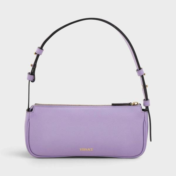 Versace La Medusa Leather Handbag Lilac Gold
