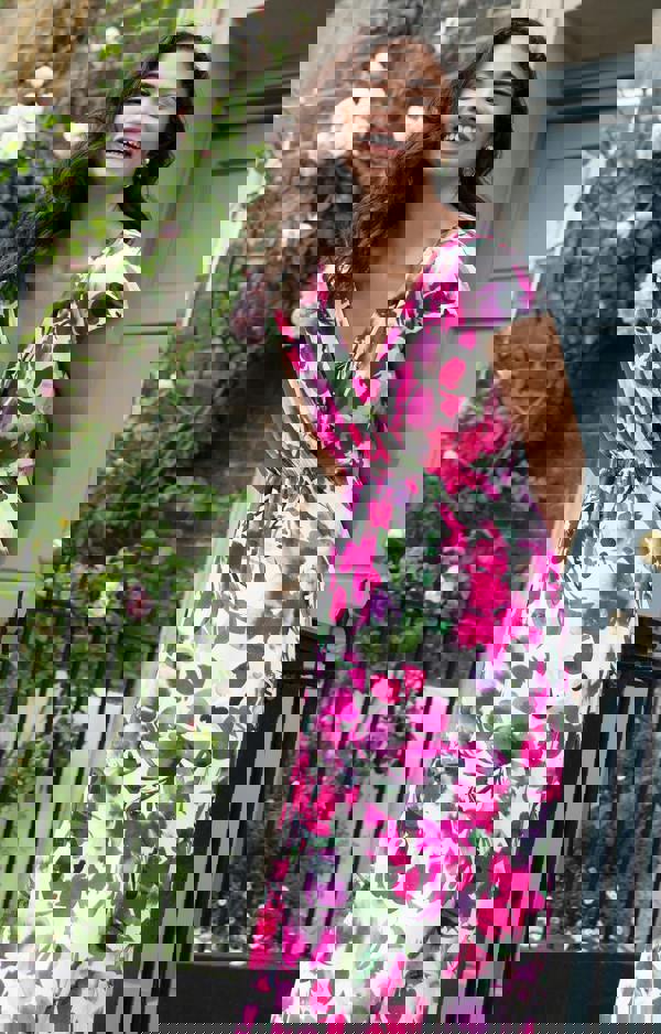 Alie Street London Sophia Maxi Dress Petite - Fuchsia Florals