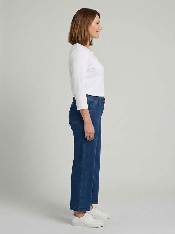 PennyPlain 5 Pocket Wide Leg Denim - Blue Wash Short